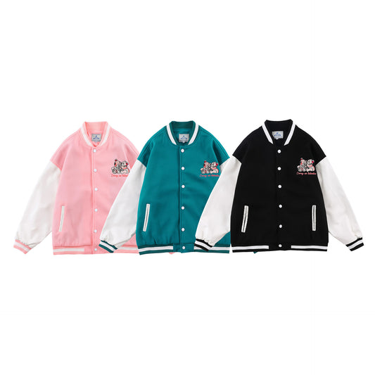 Bear Embroidered Baseball Uniform For Men And Women