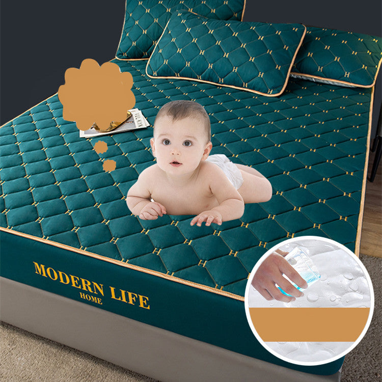 Quilted Fitted Mattress Protective Cover Breathable Dustproof Waterproof