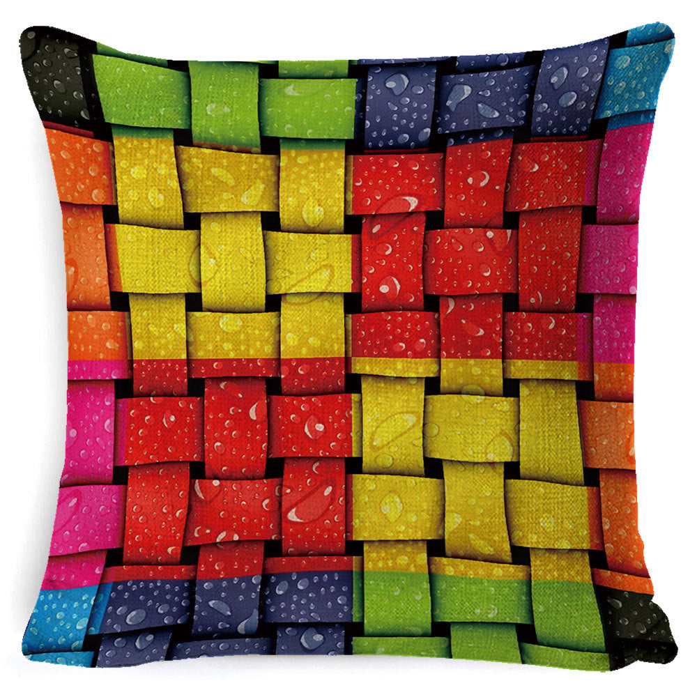 Creative Crayon Sense Colorful Cotton And Linen Pillowcase