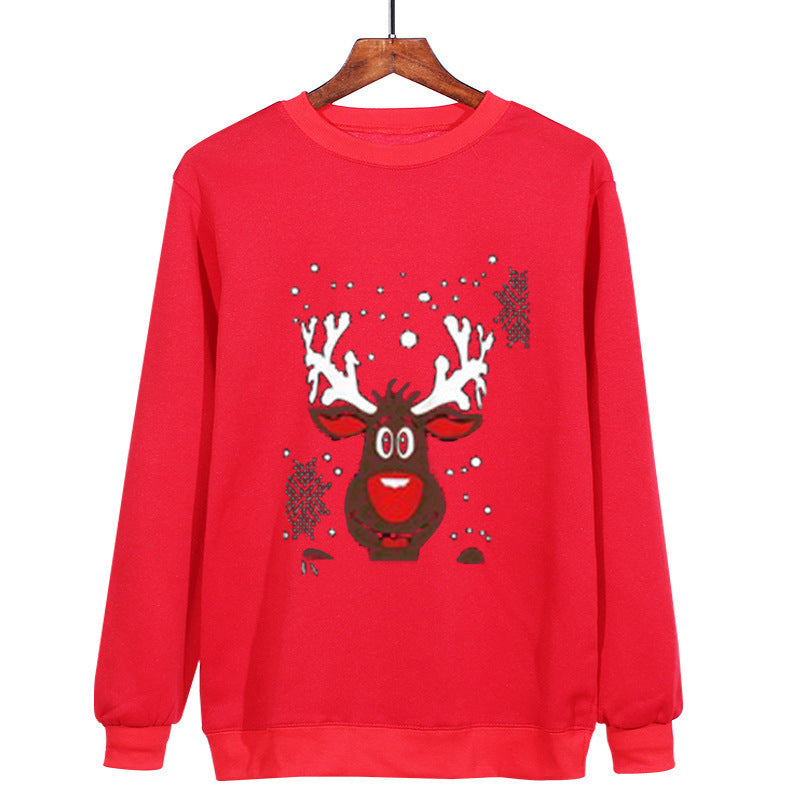 Christmas Antlers Cute Print Crew Neck Sweater