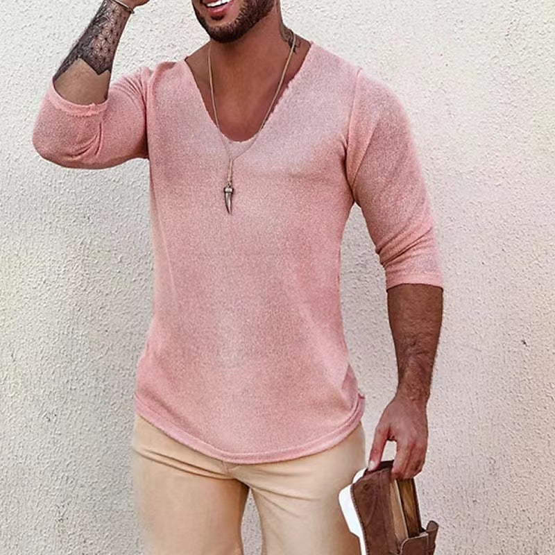 Large V-neck Men's Sweater T-Shirt