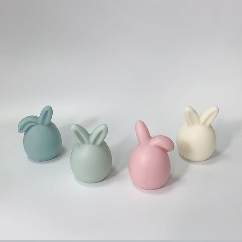 Easter Faceless Rabbit Head Baking Cake Mold DIY Ornaments Aromatherapy Candle Sitting Rabbit Silicone Mold