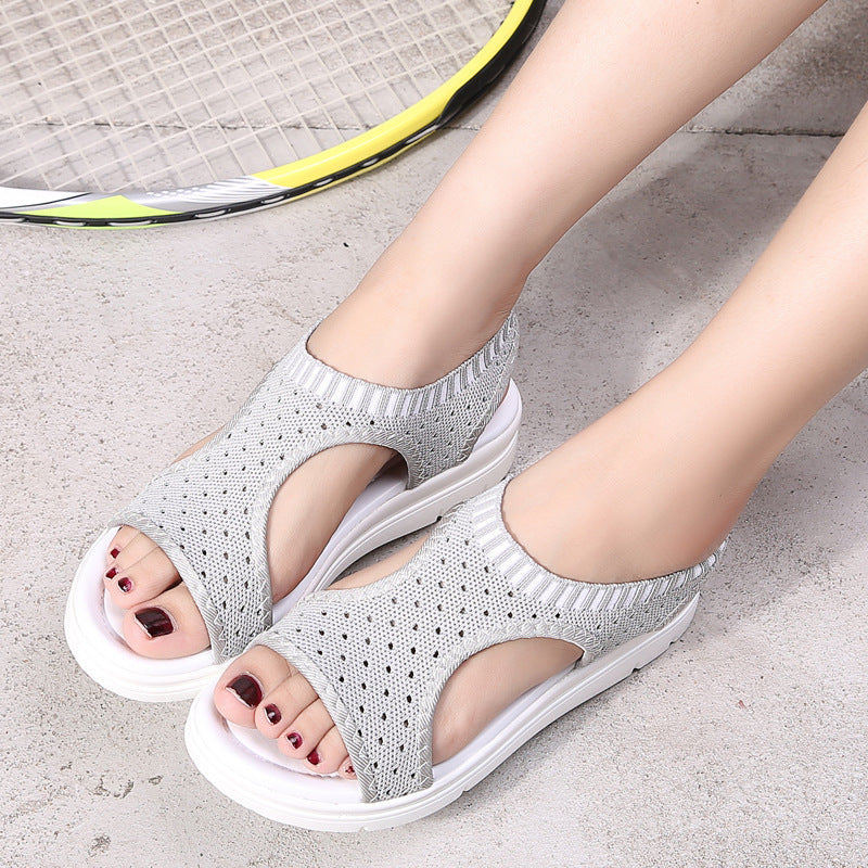 Women's Shoes Summer Thick-bottomed Mesh Hollow Out Sandals