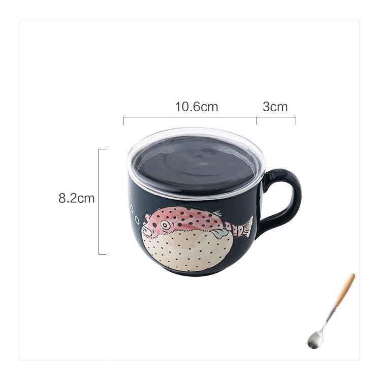 Ceramic Large Capacity Mug With Lid Spoon