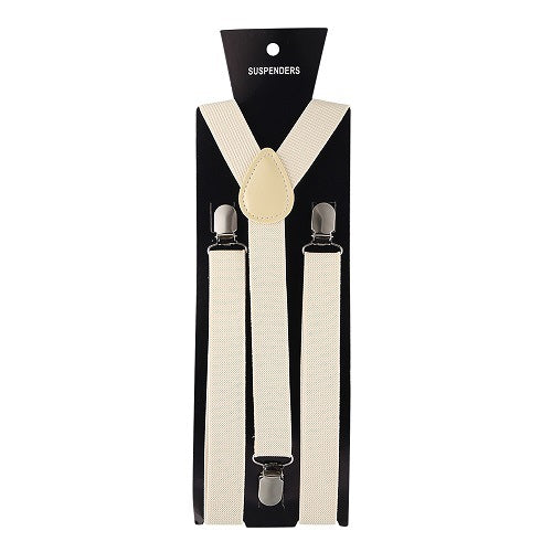 Solid Color Unisex Elastic Suspenders Strap Clip