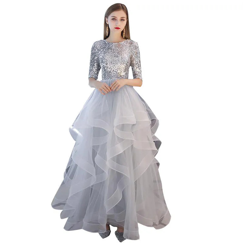 Evening Dress Skirt Women 2021 Fashion Banquet French Sequins Long Mori Series - globaltradeleader