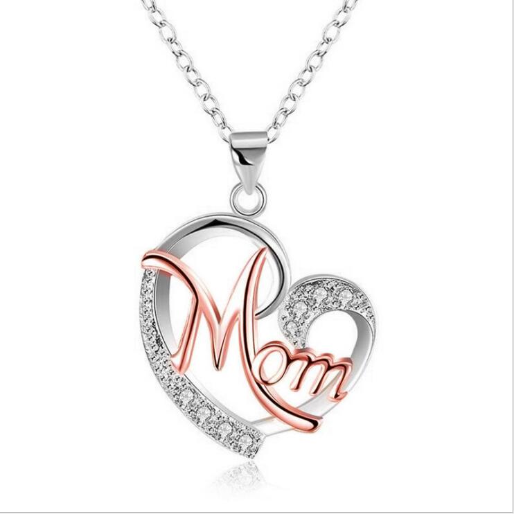 European And American Women\'s Necklaces Mom Color Separation Heart-shaped Diamonds 2021 Wish Explosive Mother' Day Gifts Across The Border