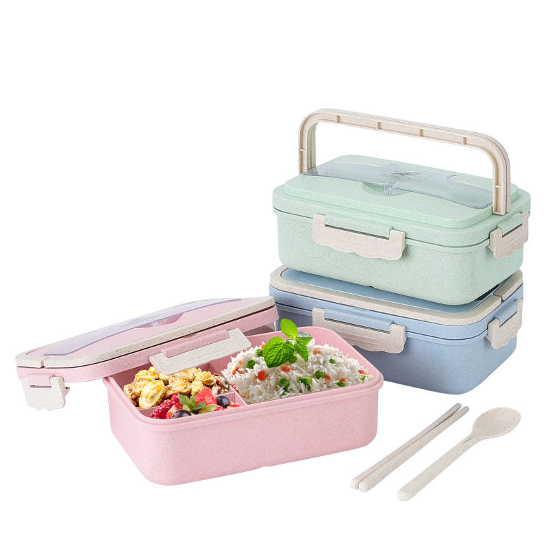 Portable Microwave Wheat Insulated Lunch Box With Lid