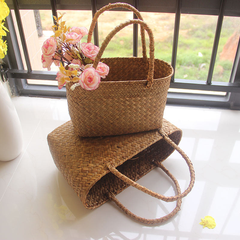 New Seagrass Woven Basket Floral Plant Tote