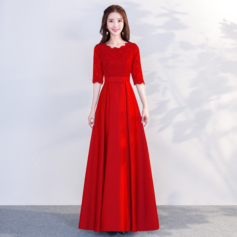 The End Elegant Long Sleeve Thin Company Annual Meeting Black Dress Dress Long Section