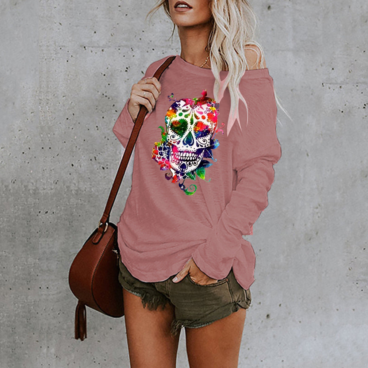 Halloween Print Mid Length Irregular T Shirt