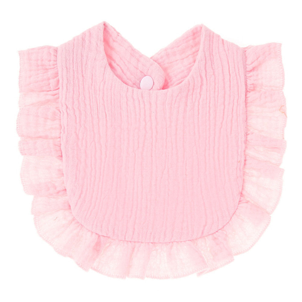 Ruffled Cotton Gauze Lace Bib Saliva Pocket