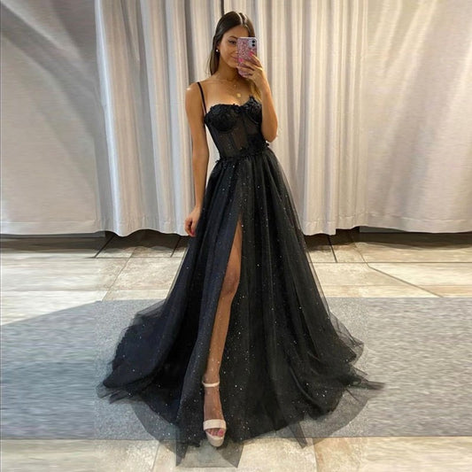 Show Elegant Black Slimming Evening Party Dress