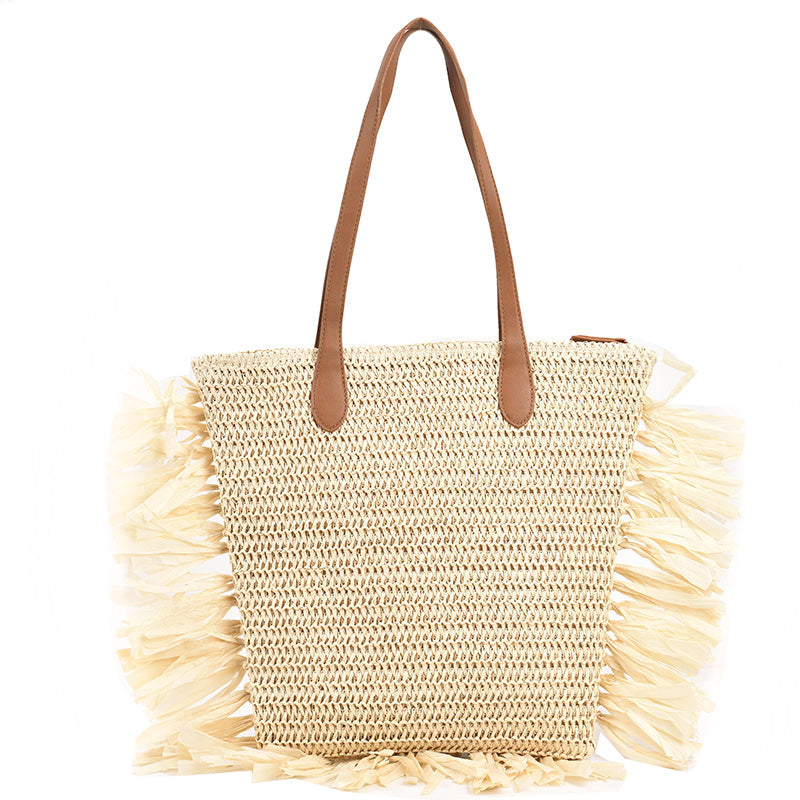 Wicker Rattan High Capacity Tassel Designer Big Straw Side Bags For Women 2022 Trendy Summer Fashion Shoulder Bag Beach Handbags