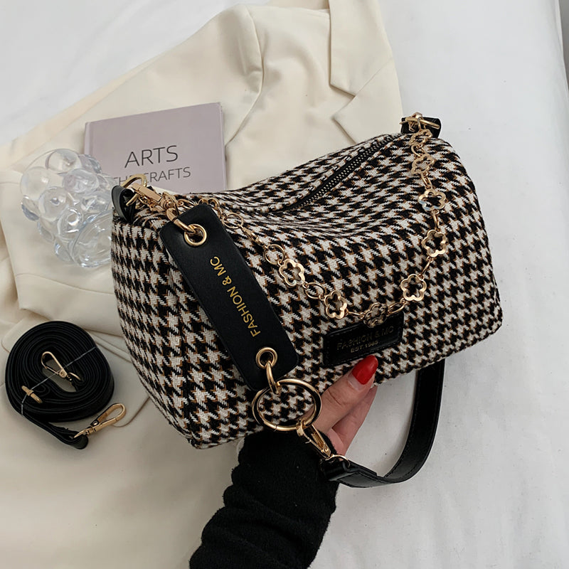 Large-capacity Bag Women's Bag 2022 New This Year Popular 2022 High-end Explosive Style Houndstooth Single Shoulder Messenger Bag