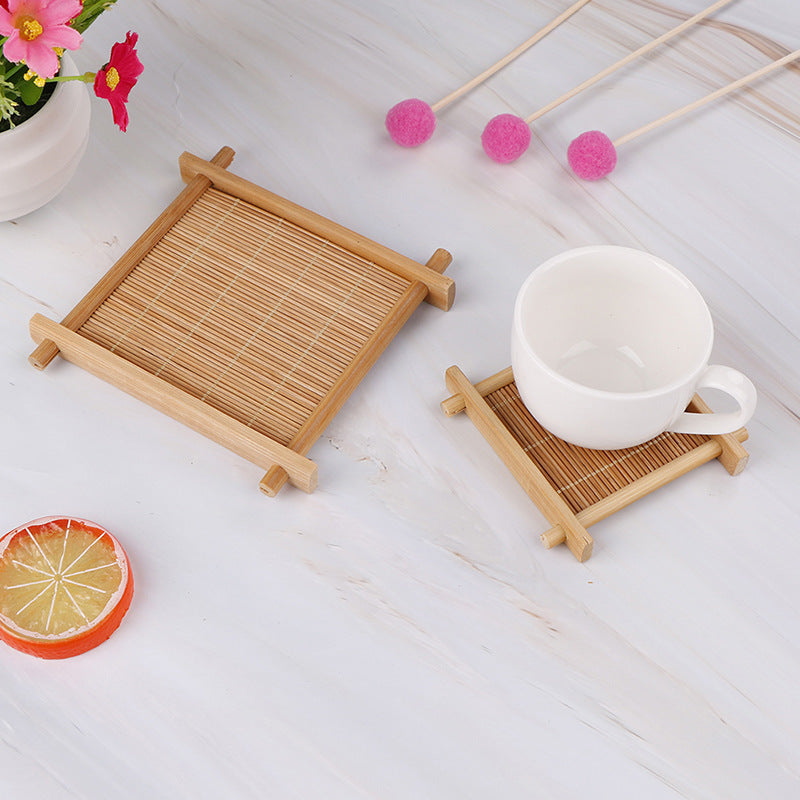 Tic-Tac-Toe Cup Holder Bamboo Tea Cup Mat Insulation Pad