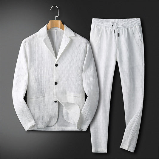 Men's New Light Luxury Dark Pattern Pleated Casual Suit