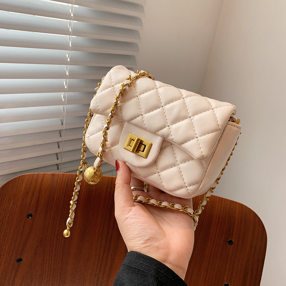 New Mini Luxury Diamond Lattice Shoulder Women Bag Elegant PU Leather Messenger Bag Female Flap Quilted Chain Crossbody Handbag