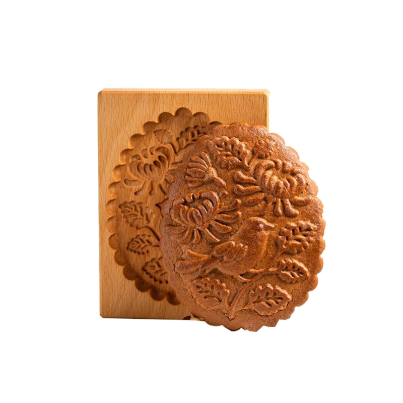 Wooden Gingerbread Cookie Mold Pine Nuts Rose Flower Cookie Mold Wooden Rose Flower Christmas Kitchen Tools