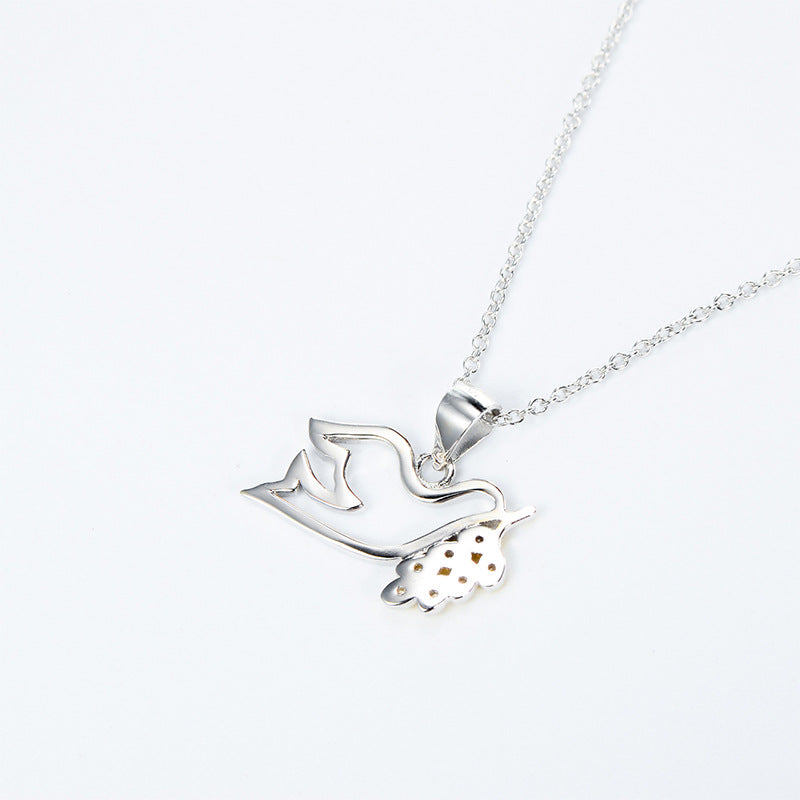 Peace Dove Pendant Gold Plated Necklace Female Micro Inlay