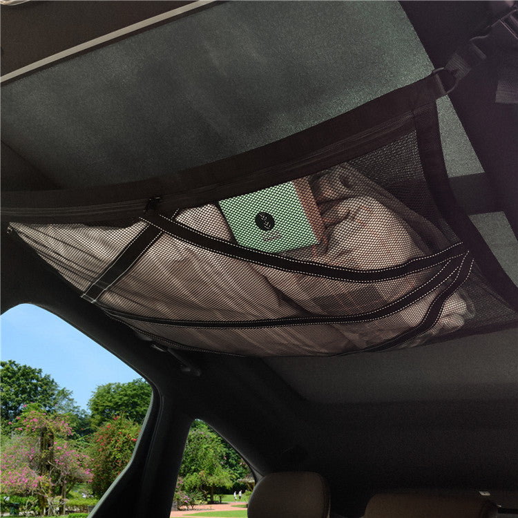 Upgraded Reflective Roof Mesh Webbing Double Layer Car Interior Pocket