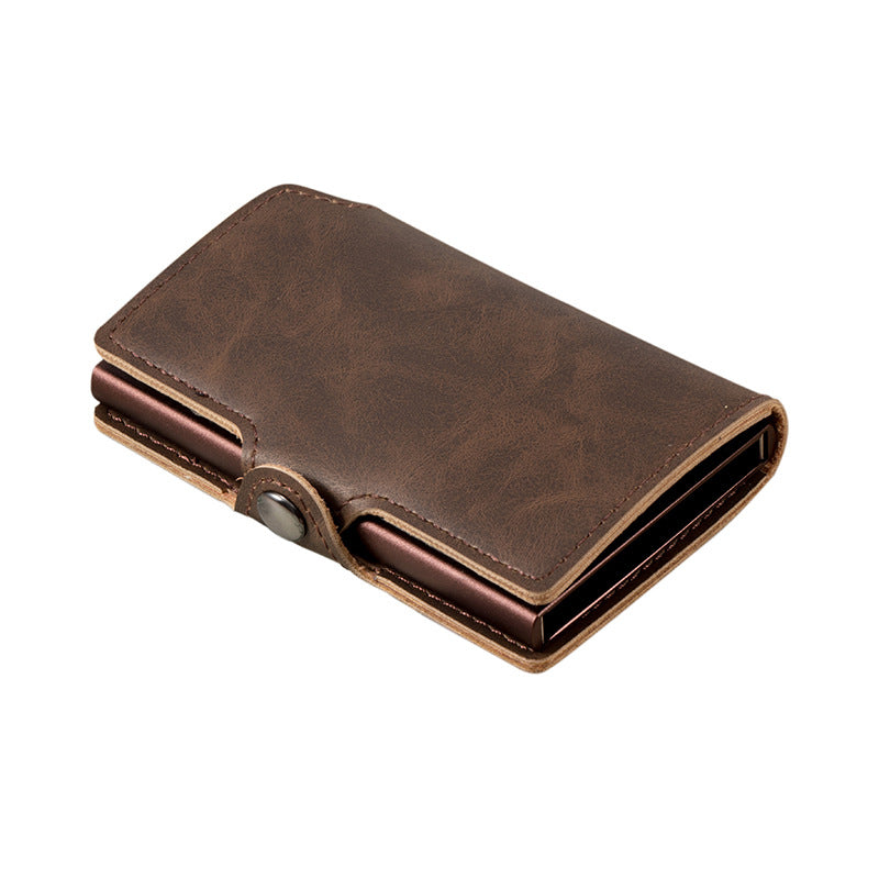 RFID ID Bank Card Holder PU Mini Metal Wallet