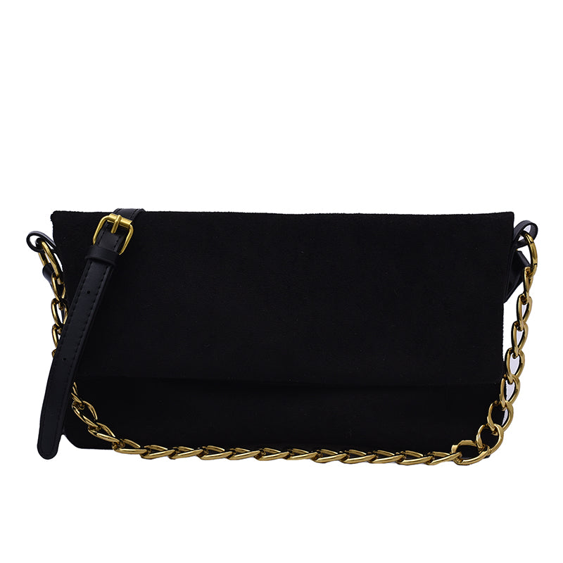 Winter Velvet Handags Metal Chain Women Shoulder Bag Soft Clutch Solid Color Shoulder Bags For Womne Canvas Flap Crossbody Bags