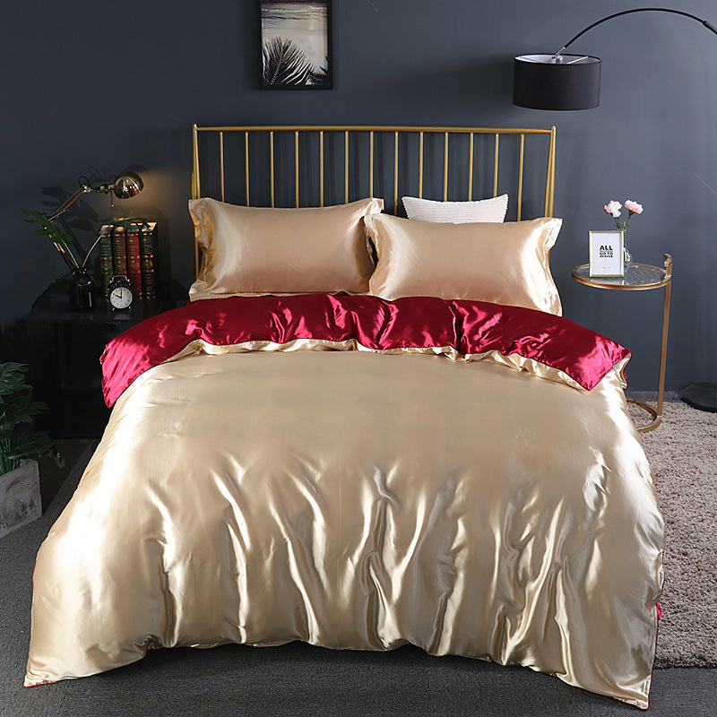 Summer Simple Pure Color Ice Silk Bed Linen Quilt Cover Bedding