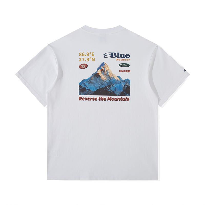 Snow Mountain Print Retro Couple T-Shirt Loose