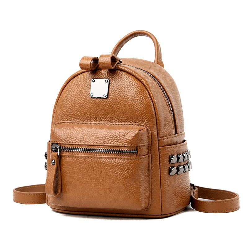 Korean Style Casual Leather Stereotyped Student Backpack