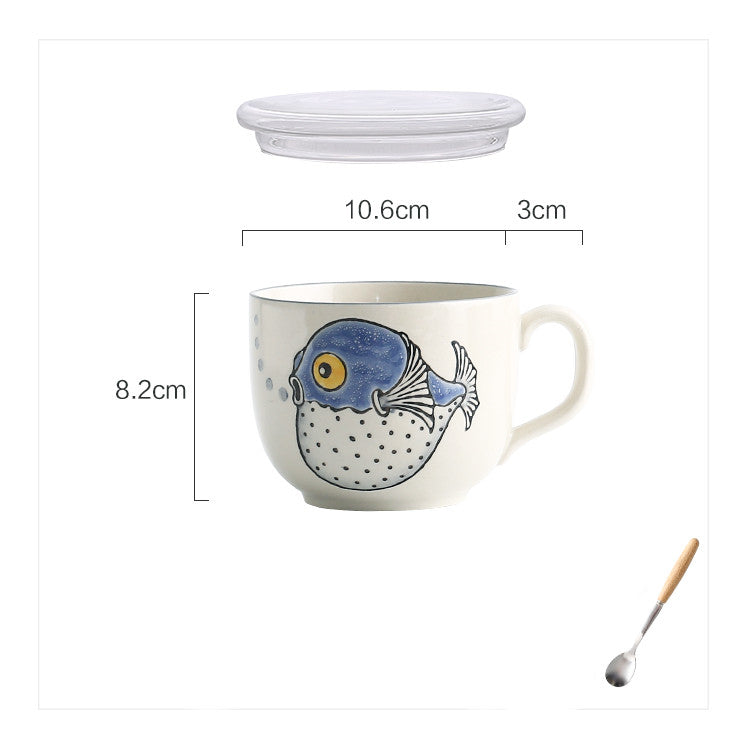 Ceramic Large Capacity Mug With Lid Spoon