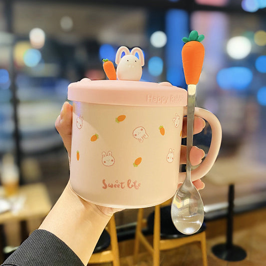 Spoon With Lid Soft Cute Girl Heart Mug Home