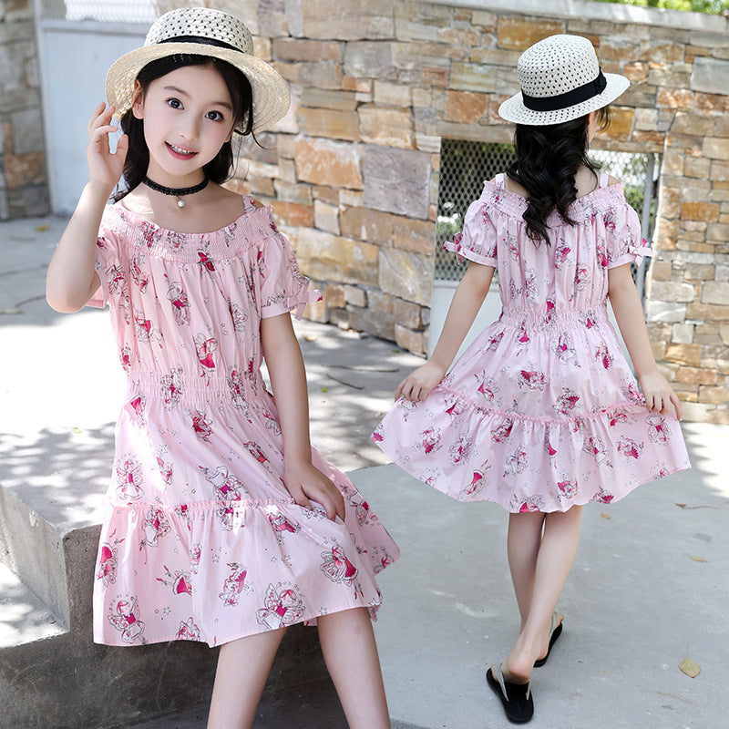 Children's foreign style floral skirt cotton dress