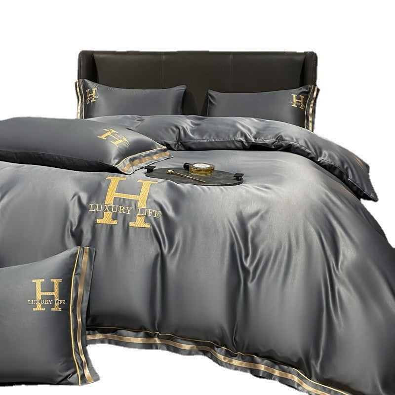 Washed Silk Bedding Four-piece Set Light Luxury Double-sided