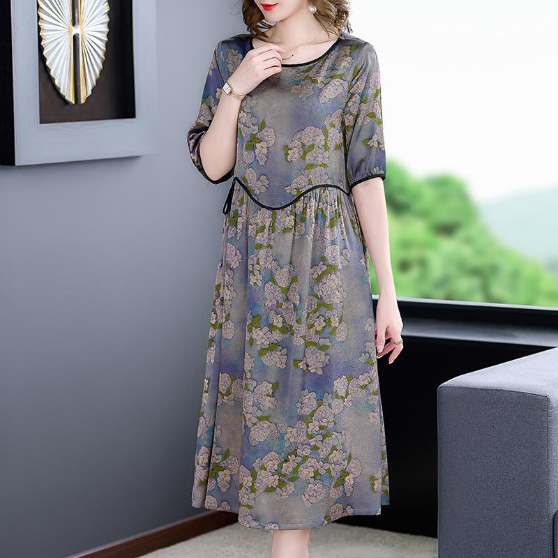 Fashion And Personality Silk Dress With Print