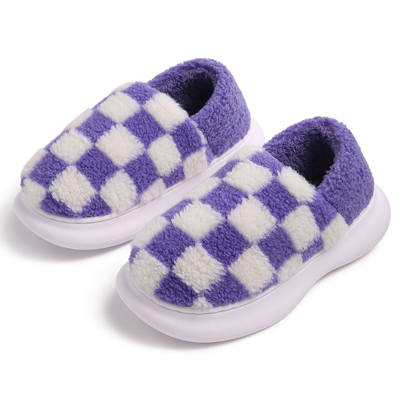 Checkerboard Cotton Shoes Plus Velvet Thick Cotton Mop