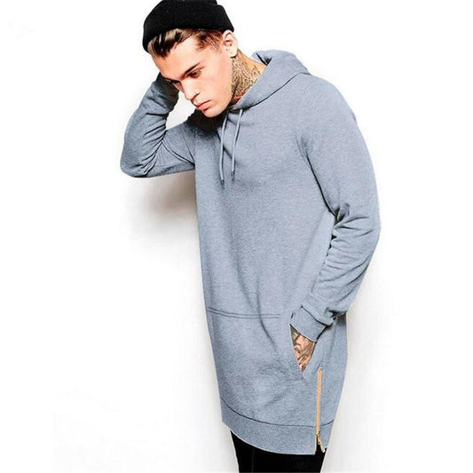 Men's Long Sleeve Fleece Sweatshirt With Side Zipper