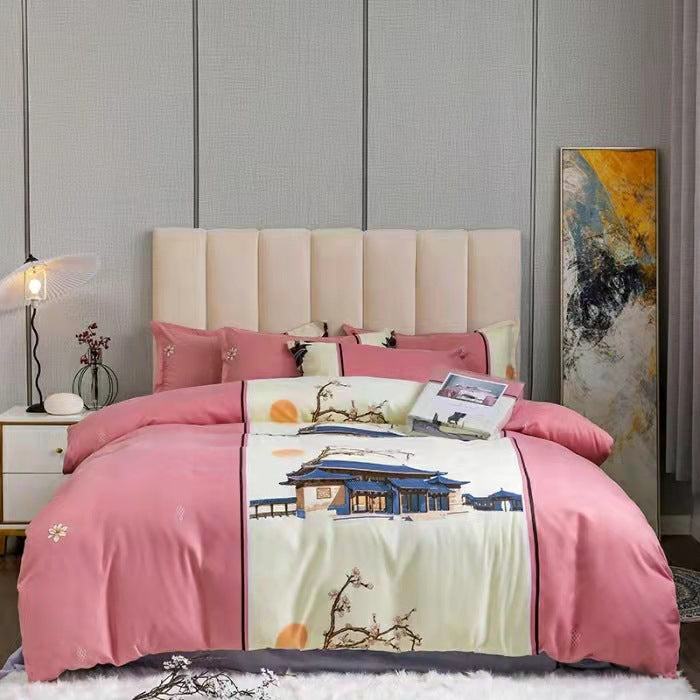 Thickened Brushed Four-piece Winter Bed Sheet And Duvet Cover Three-piece Bedding Set