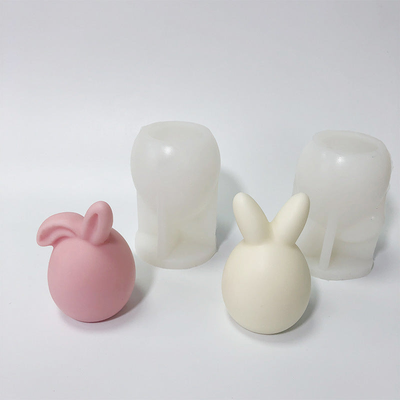 Easter Faceless Rabbit Head Baking Cake Mold DIY Ornaments Aromatherapy Candle Sitting Rabbit Silicone Mold