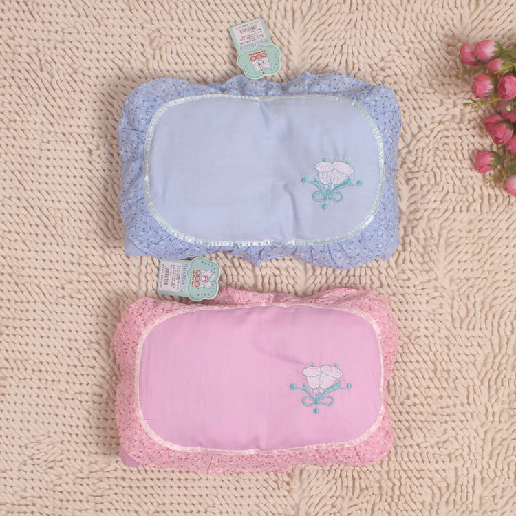 Newborn Pure Cotton Styling Pillow Cassia Baby Lace Health Pillow Anti-Eccentric Head Change Head-Shaped Concave Pillow