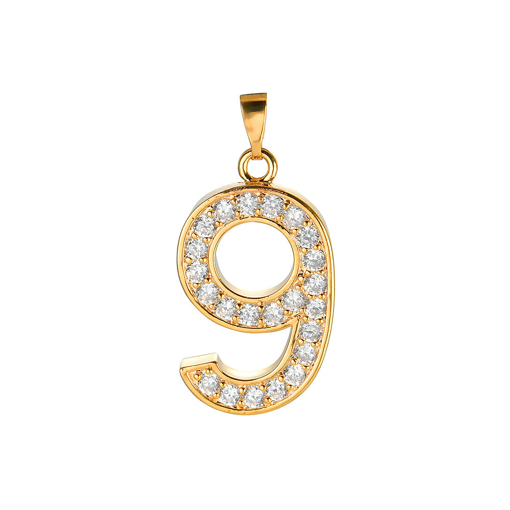 Digital Pendant Micro-inlaid Zircon Creative Combination Pendant 0-9 Digital Trend Hip-hop Jewelry