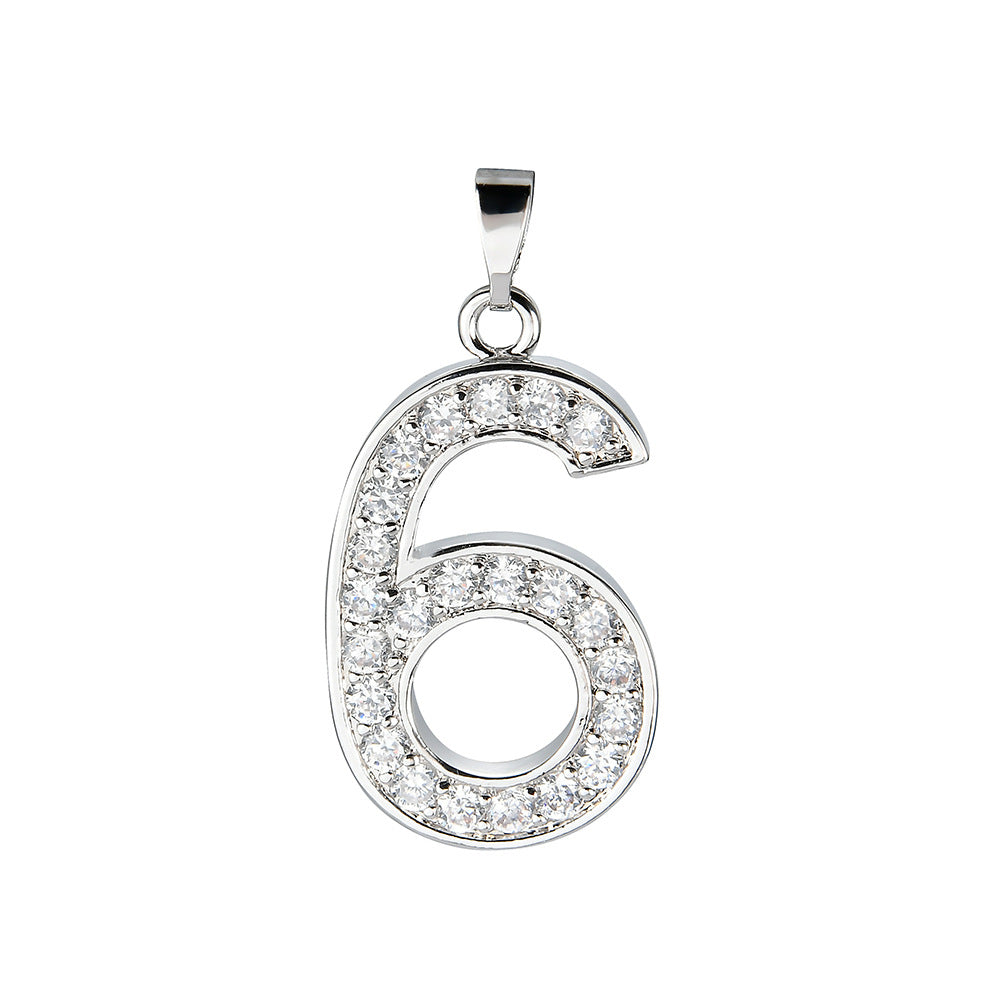 Digital Pendant Micro-inlaid Zircon Creative Combination Pendant 0-9 Digital Trend Hip-hop Jewelry