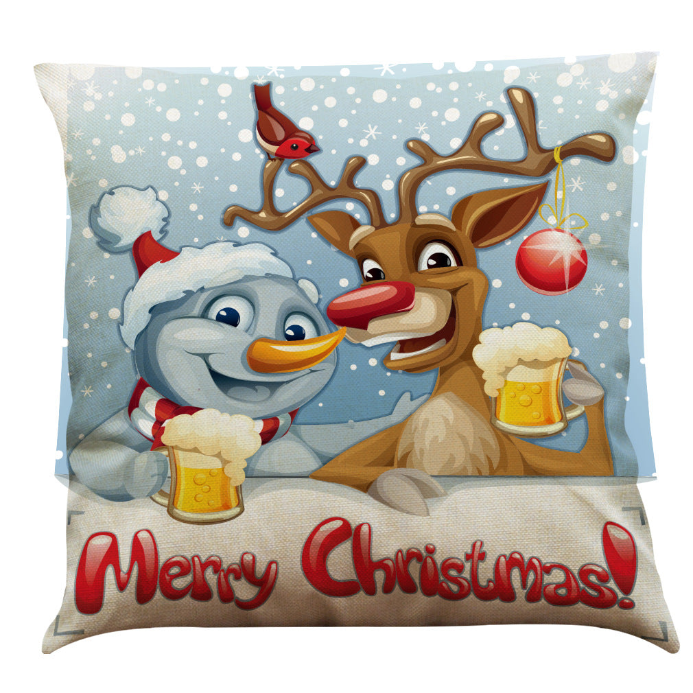 Christmas Cotton Linen Sofa Car Cushion Pillowcase