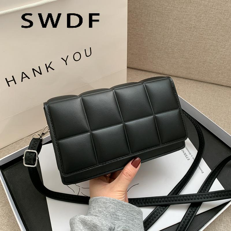 SWDF New 2022 Spring New Trend Wild Shoulder Bag Fashion Plaid Bag Women Ladies Design Messenger Small Square Bag Luxury Handbag