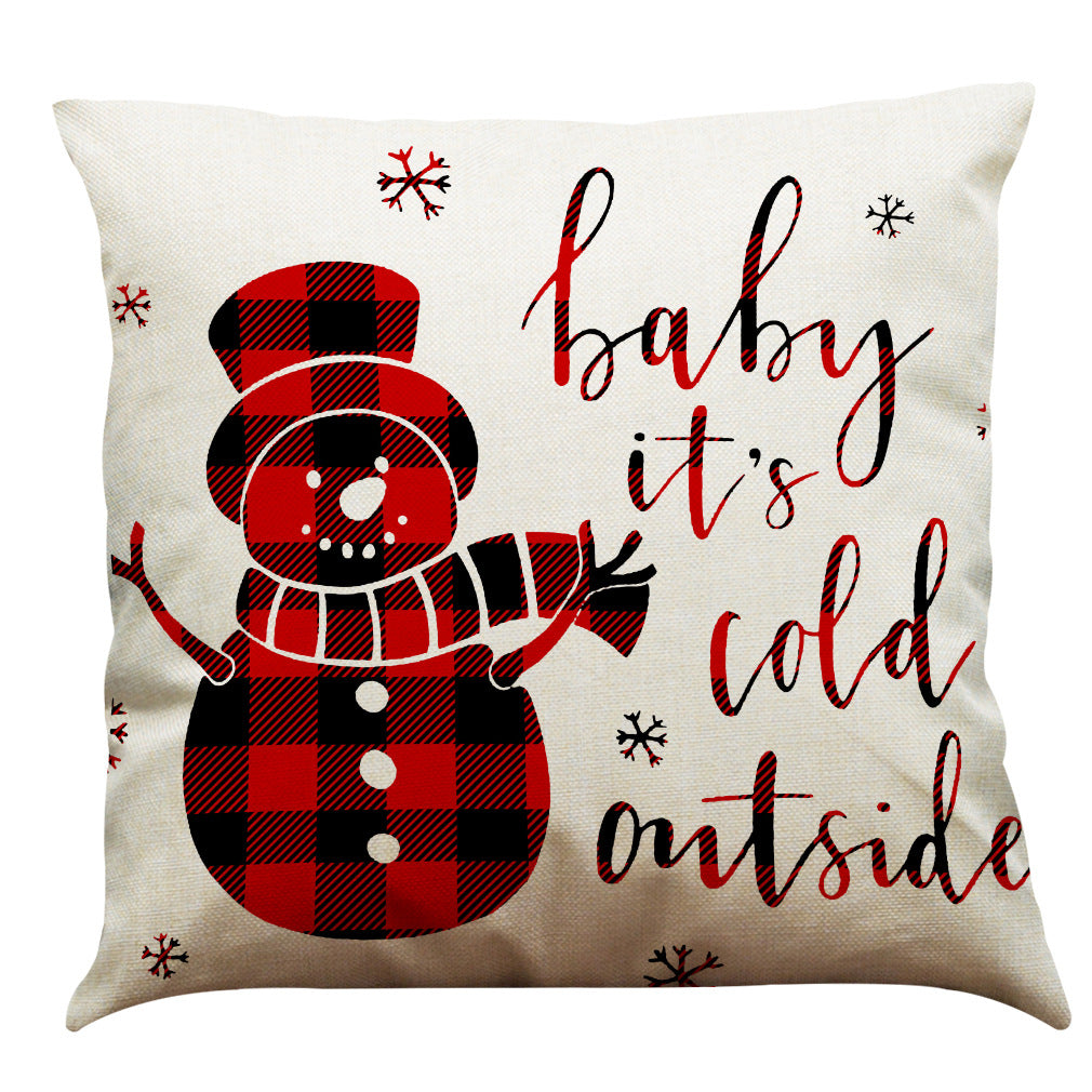 Christmas Cotton Linen Sofa Car Cushion Pillowcase