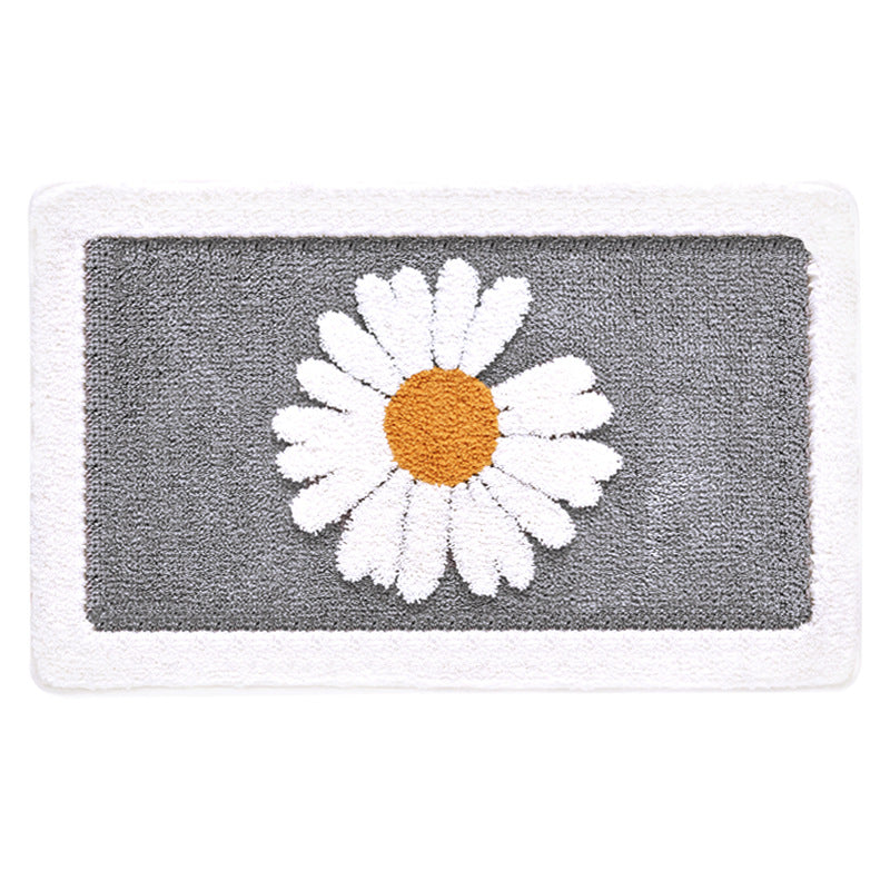 Bathroom Door Entrance Mat Daisy Bath Rug Bathroom Non-Slip Mat Toilet Door Mat Entrance Door Absorbent Mat Anti-slip Door Mat