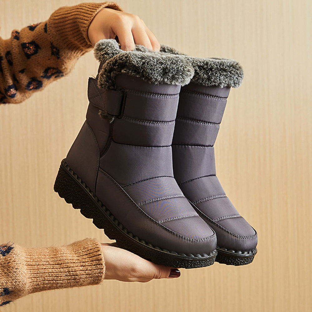 Winter Snow Boots Warm Plush Platform Boots Waterproof Velcro Shoes