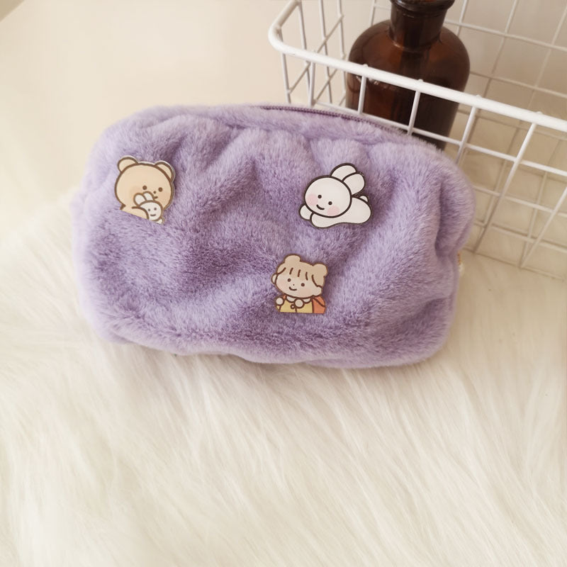 Warm Plush Cosmetic Bag Large Capacity Cosmetic Storage Bag