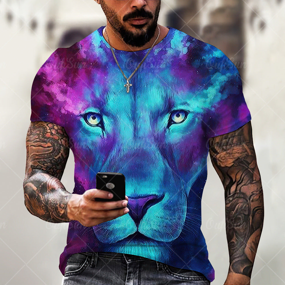 Lion Animal Digital Printing Men's Sports 3D T-shirt