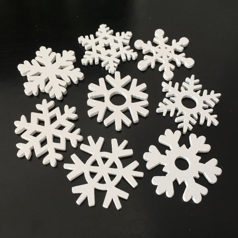 Wooden Crafts White Snowflake Christmas Series Wood Chips